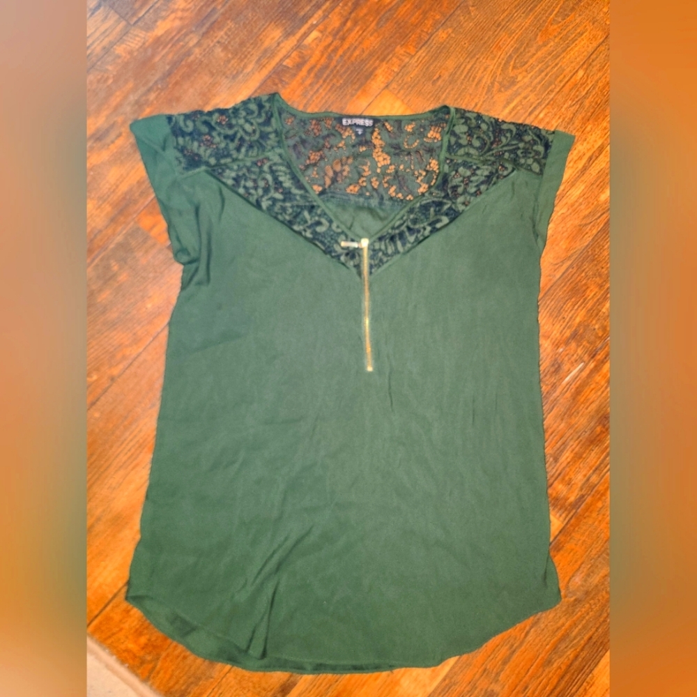 Sexy Dark Green Lace Blouse